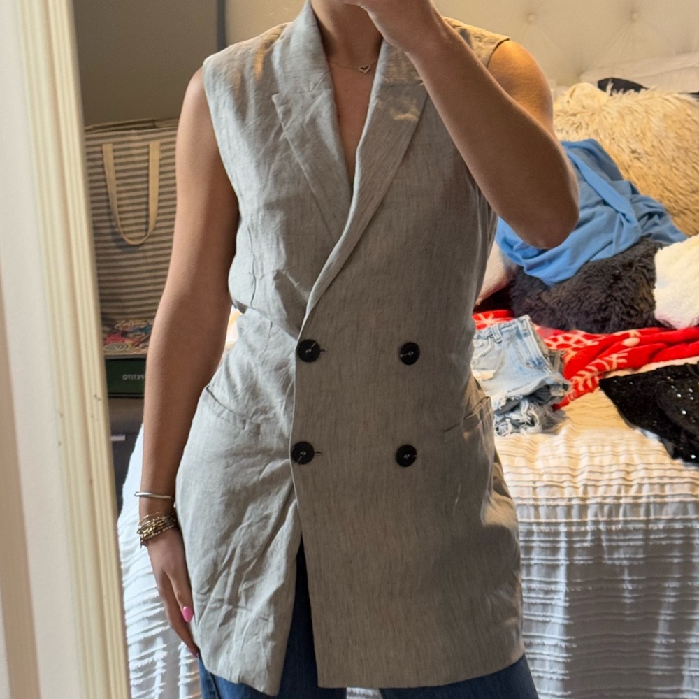 gray blazer vest